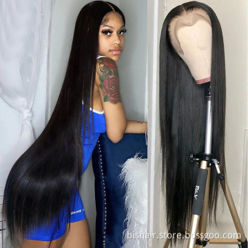Brazilian Women's Human Hair Wig 30 Inch Straight Hair Band Closure 4x1/13x1TPartially Pre-Pulled Front Mesh Wig Real Human Hair